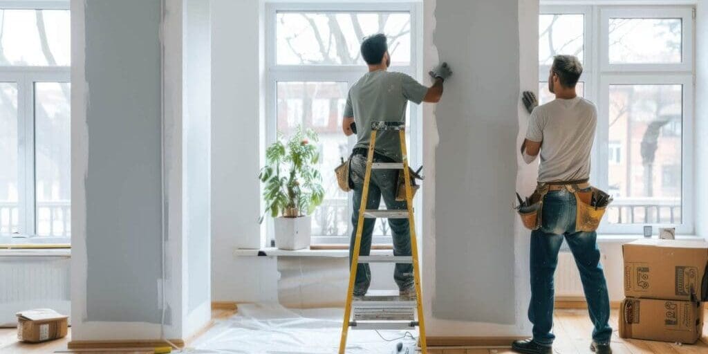 two home service contractor painting living room kansas city